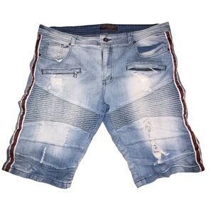 Focus Clothing Distressed Denim Shorts Moto Style Men’s Size 42